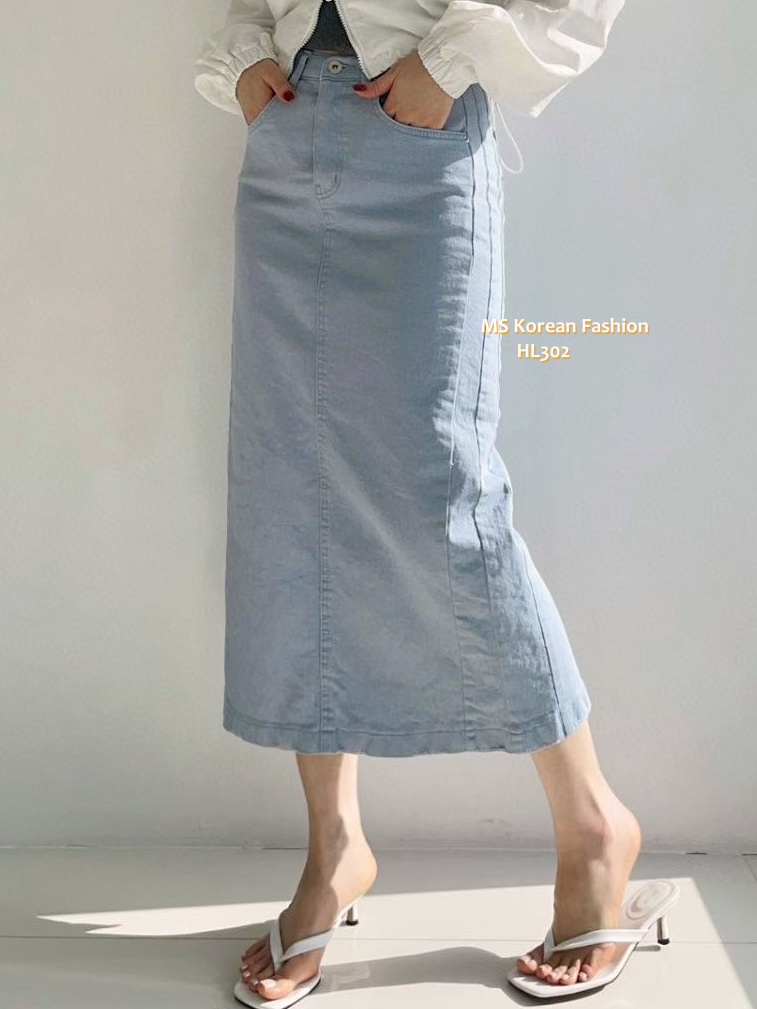 HL302 韓國🌼Howluk彈力棉後開叉半裙