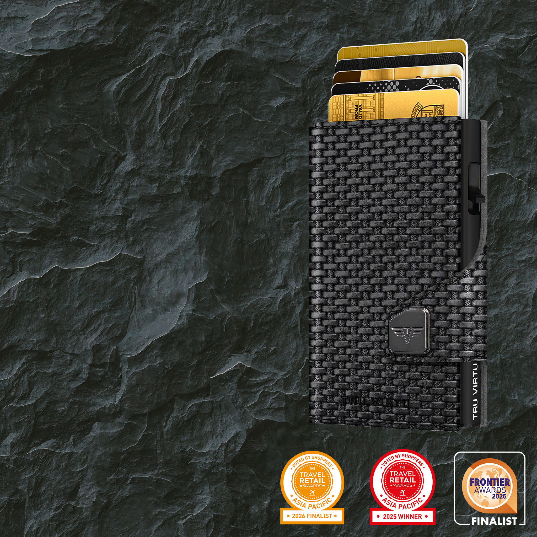 TRU VIRTU®️ 'Click & Slide' 高科技真皮防盜銀包 (黑色)