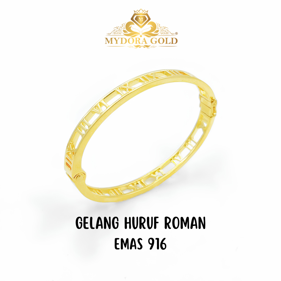 MYDORA Gelang Moden Huruf Roman l EMAS 916/22K