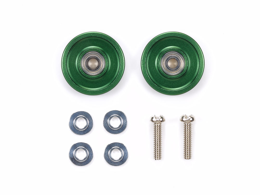 13mm ALUMINUM BALL-RACE ROLLERS (RINGLESS/GREEN)