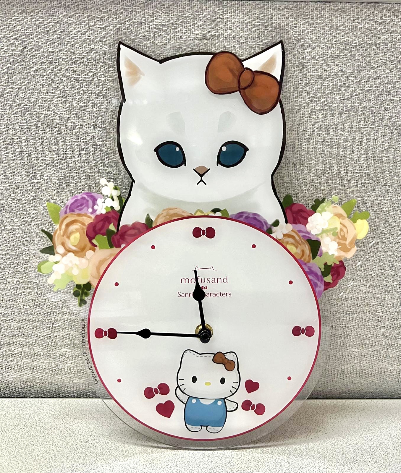 🇹🇼台灣直送🇹🇼 Hello Kitty x Mofusand限定 靜音掛牆鐘