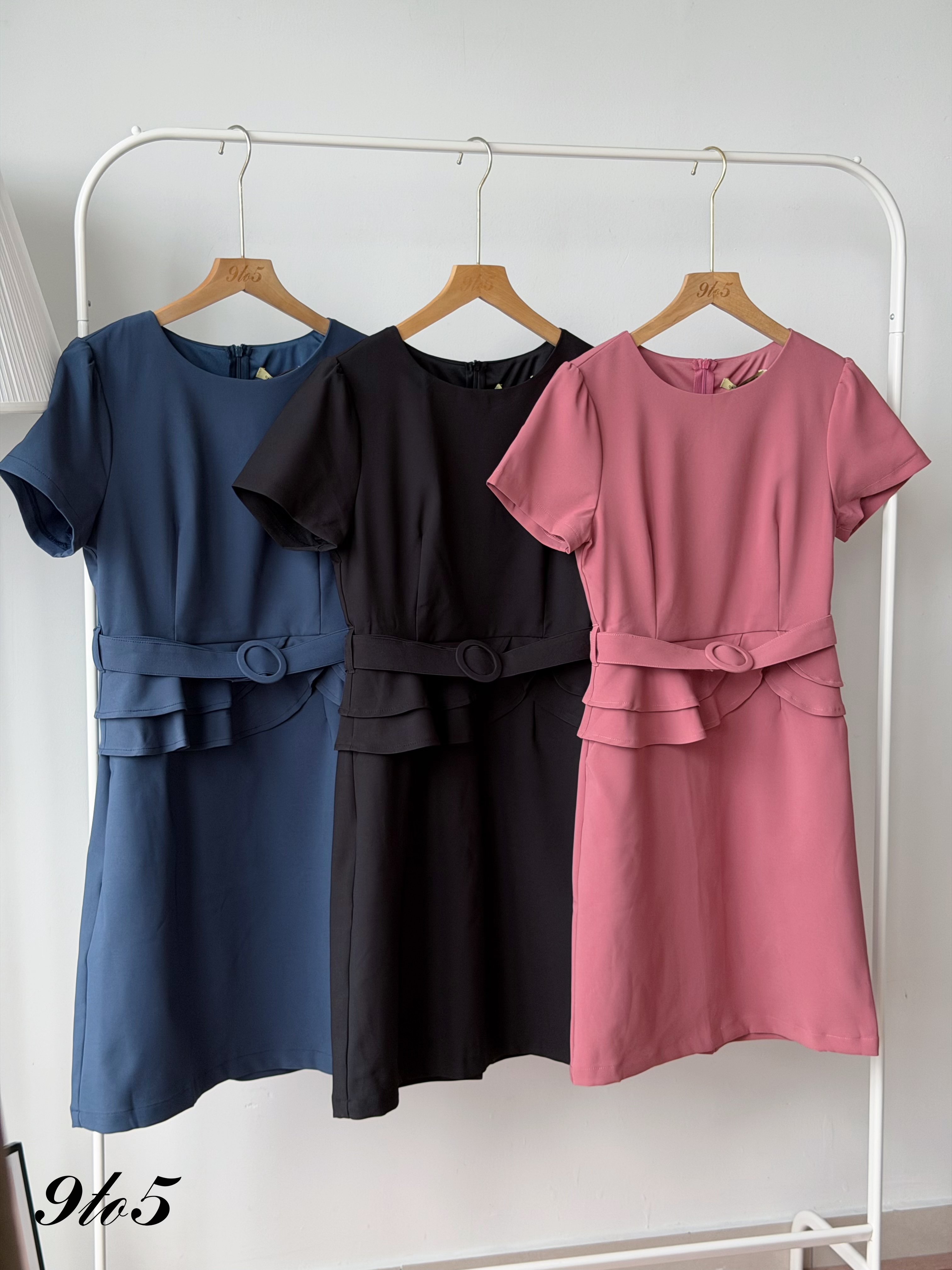 D2377 Chic Ruffle Waist Dress - 3 Colors 