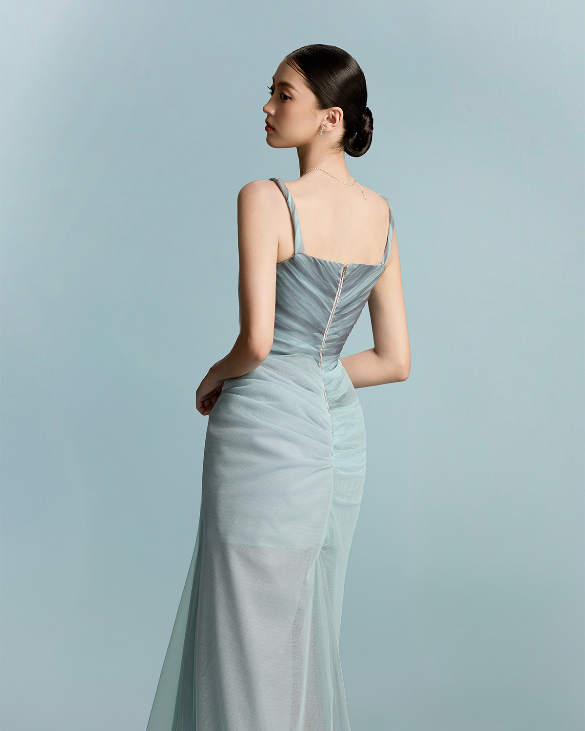 Celeste Draped Tulle Gown