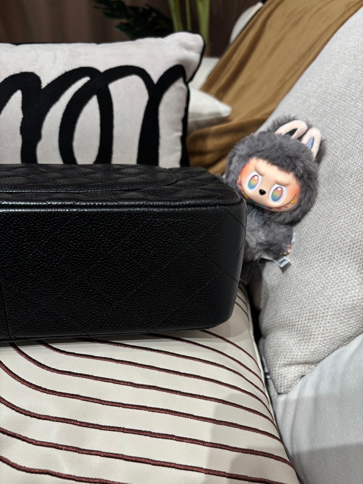 Chanel Classic 30cm Jumbo A58600 黑色荔枝牛皮銀扣 100%Authentic, 98%New ✅19Card✅Dust bag✅Box