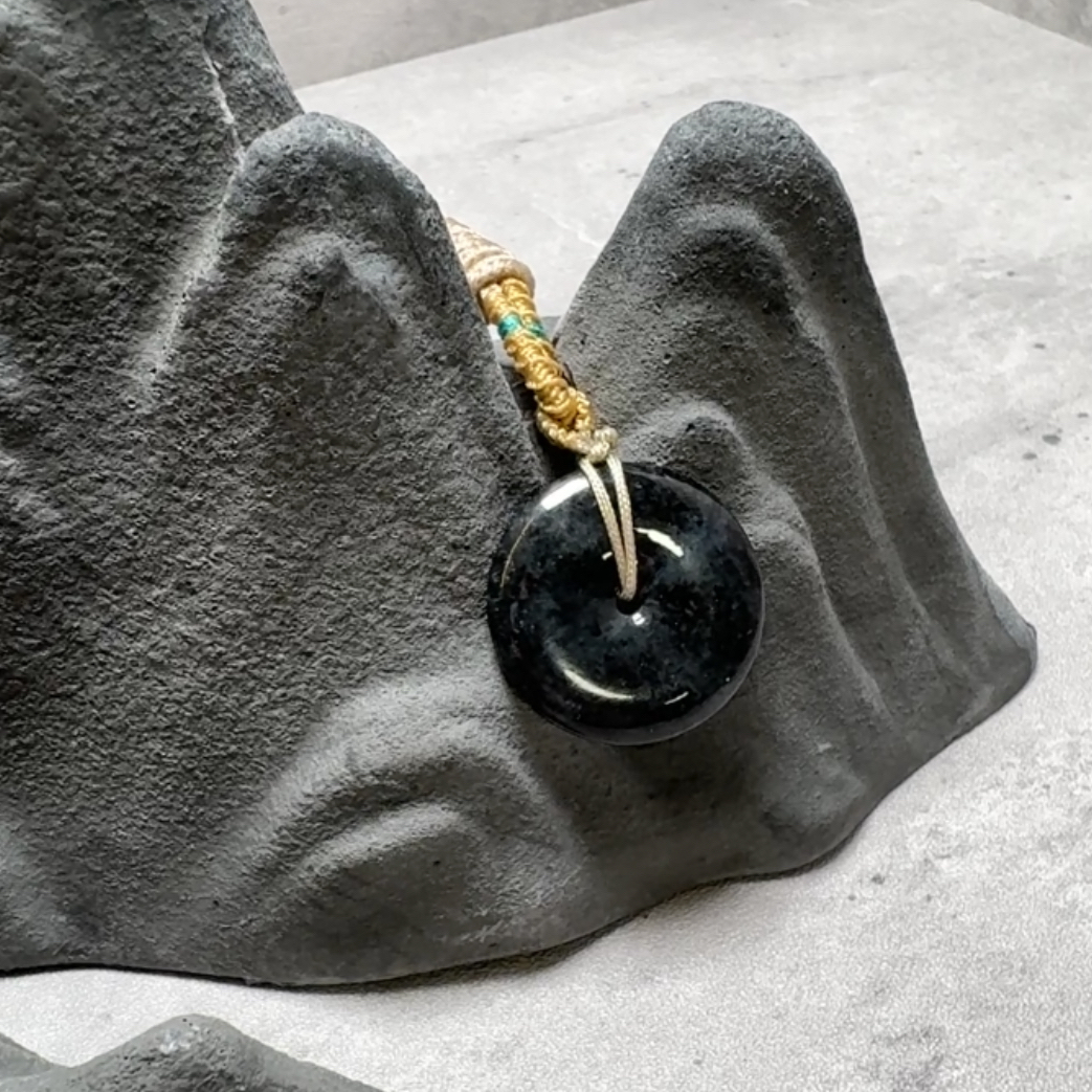 冰種山水墨烏雞平安扣