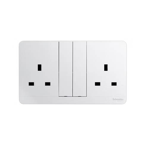 施耐德 AvatarOn 白 13A孖蘇有掣有燈 插座