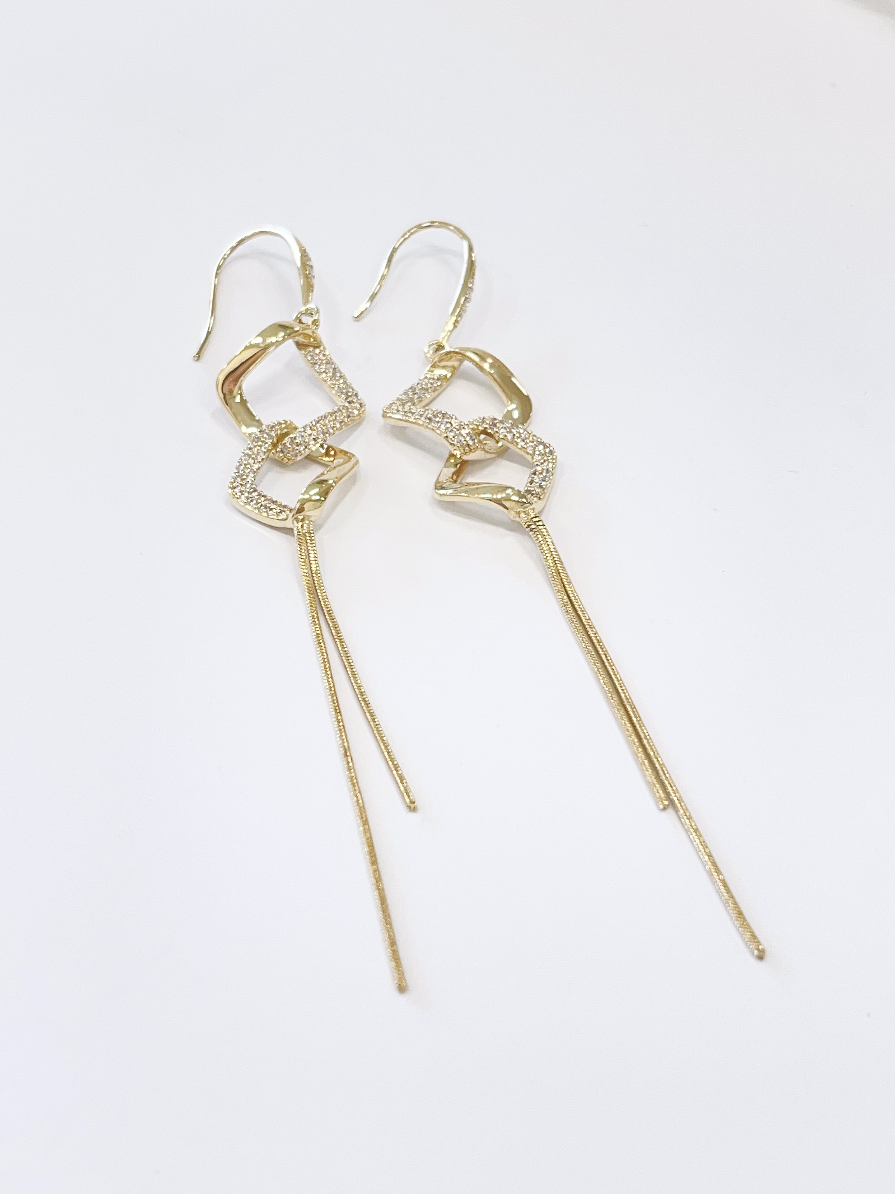 环环相绕四方形流苏耳环