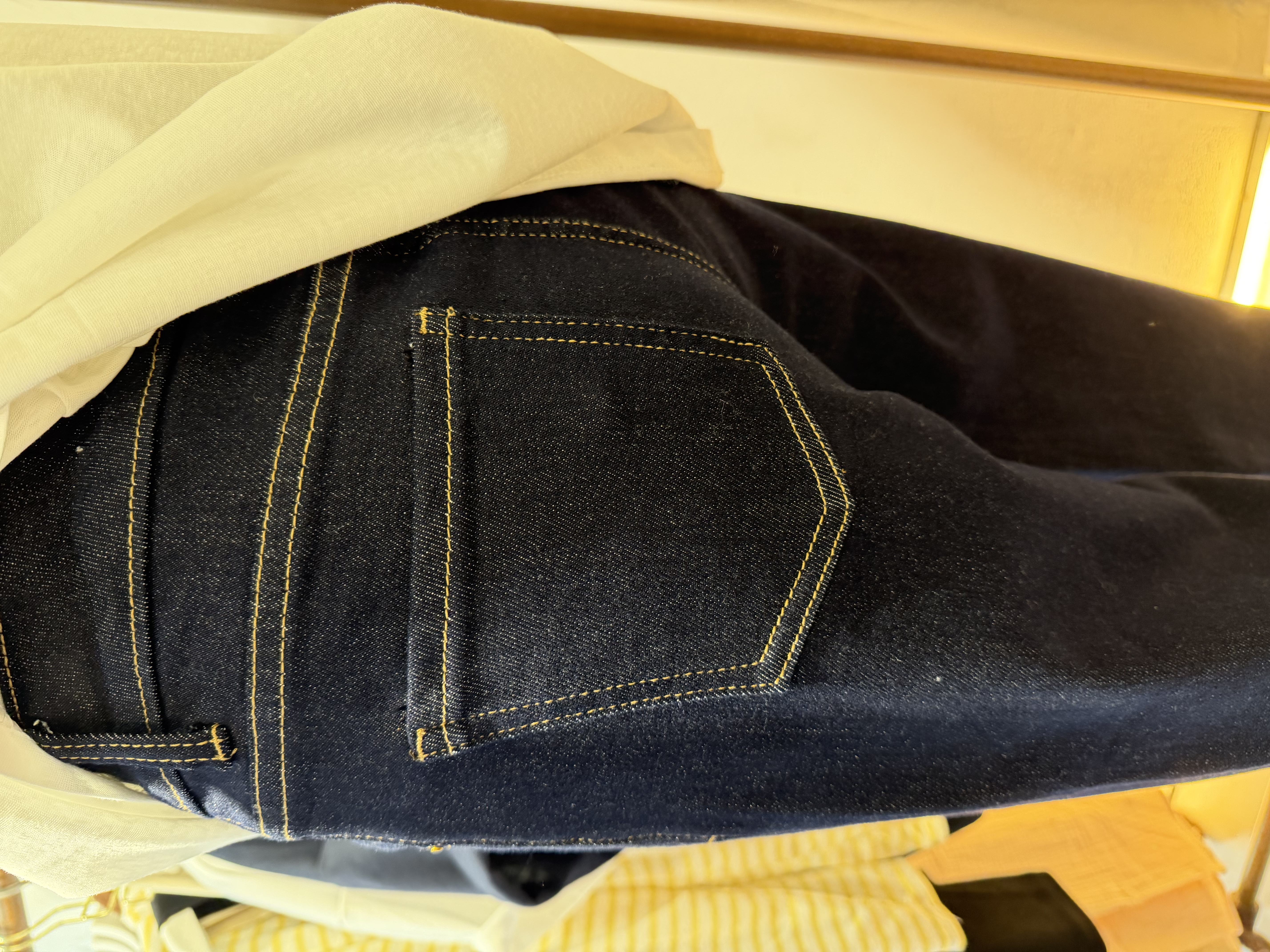 斷碼S原色中高腰直筒牛仔褲