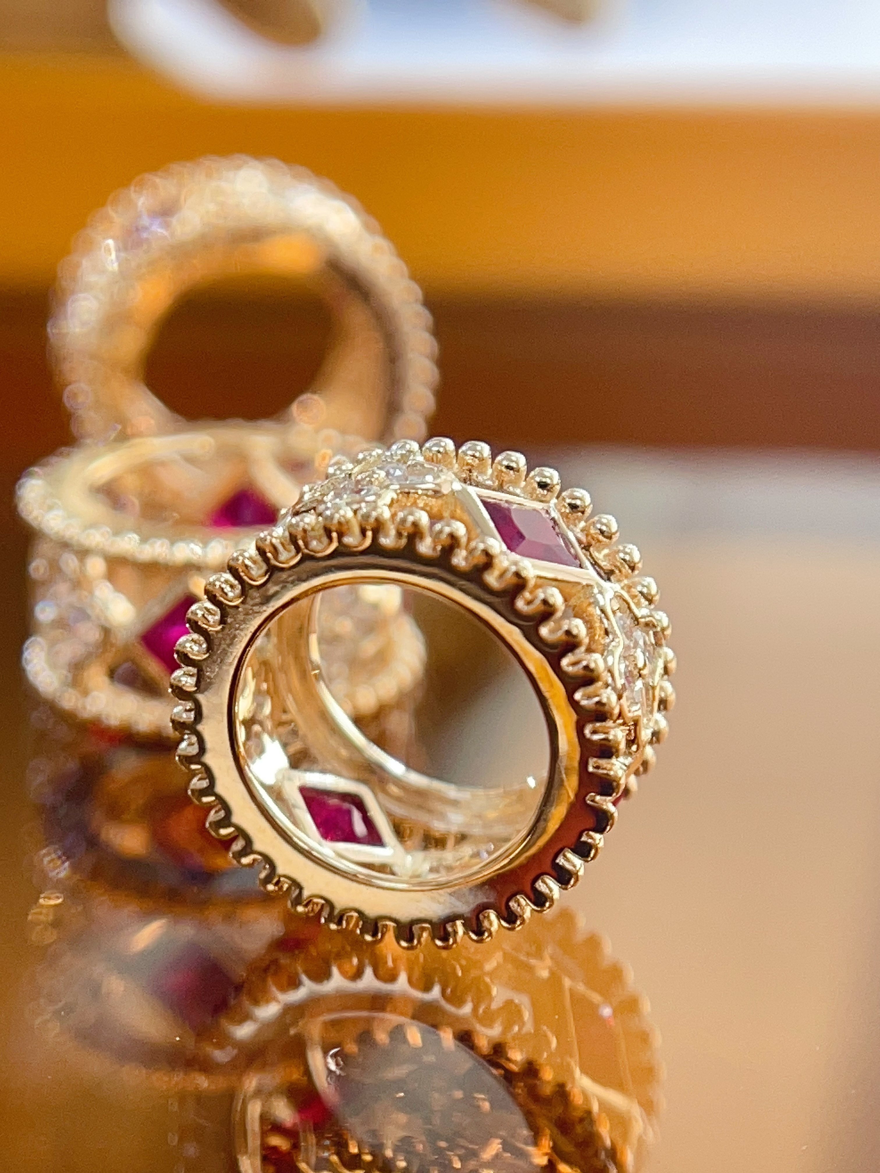 18k Gold Ruby Clover Passing-Luck Bead Charm N031114