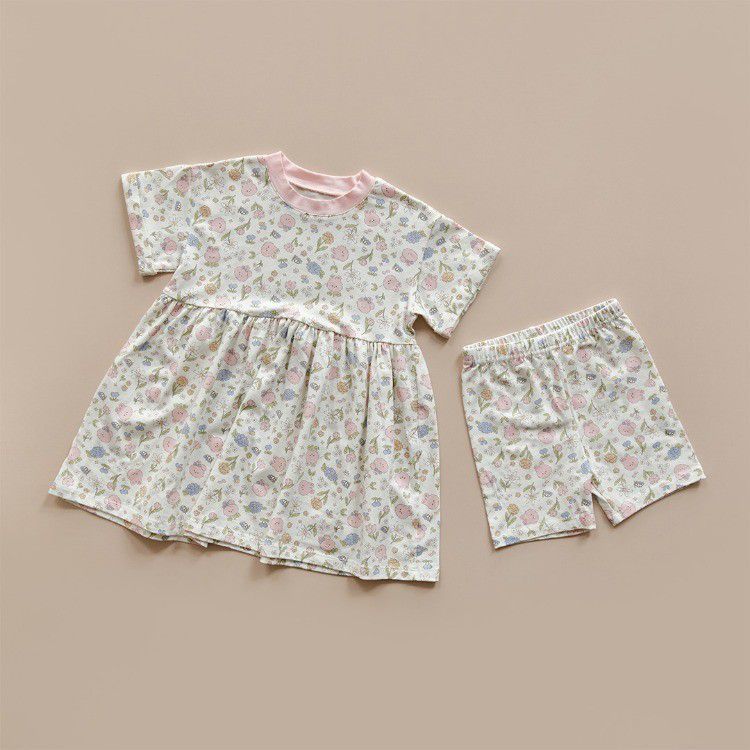 26S/S DTD夏日花草派對系列-莫代爾彈連衣裙&打底褲套裝