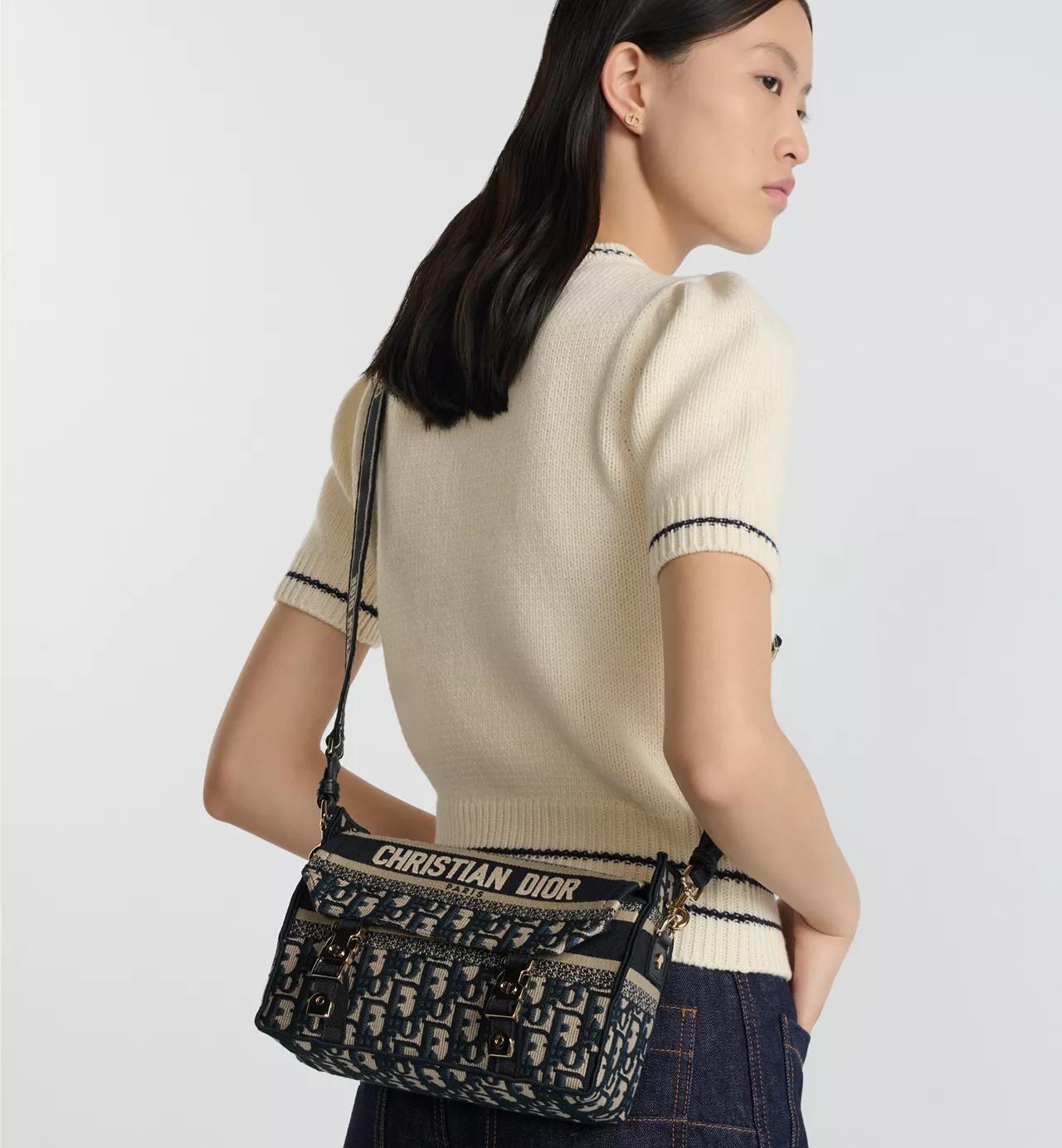 Dior 小碼 Diorcamp 手袋藍色 Dior Oblique 刺繡 100%Authentic, 99%New ✅Dust bag