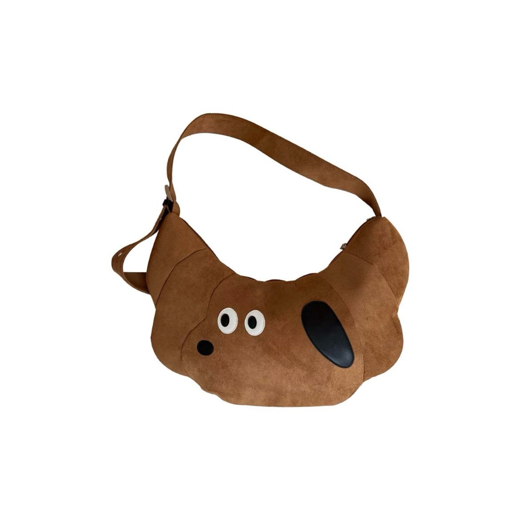 焦糖色臘腸狗牛角包 (大容量斜孭袋) 