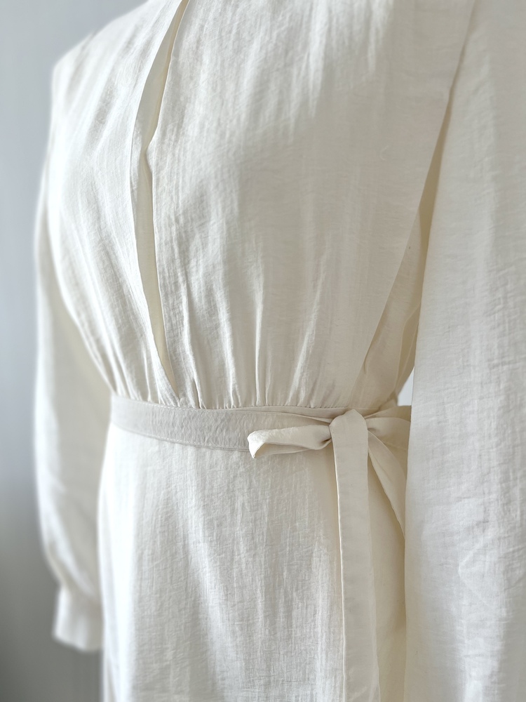 Pleated Yoke Detail Dress (Ivory)
