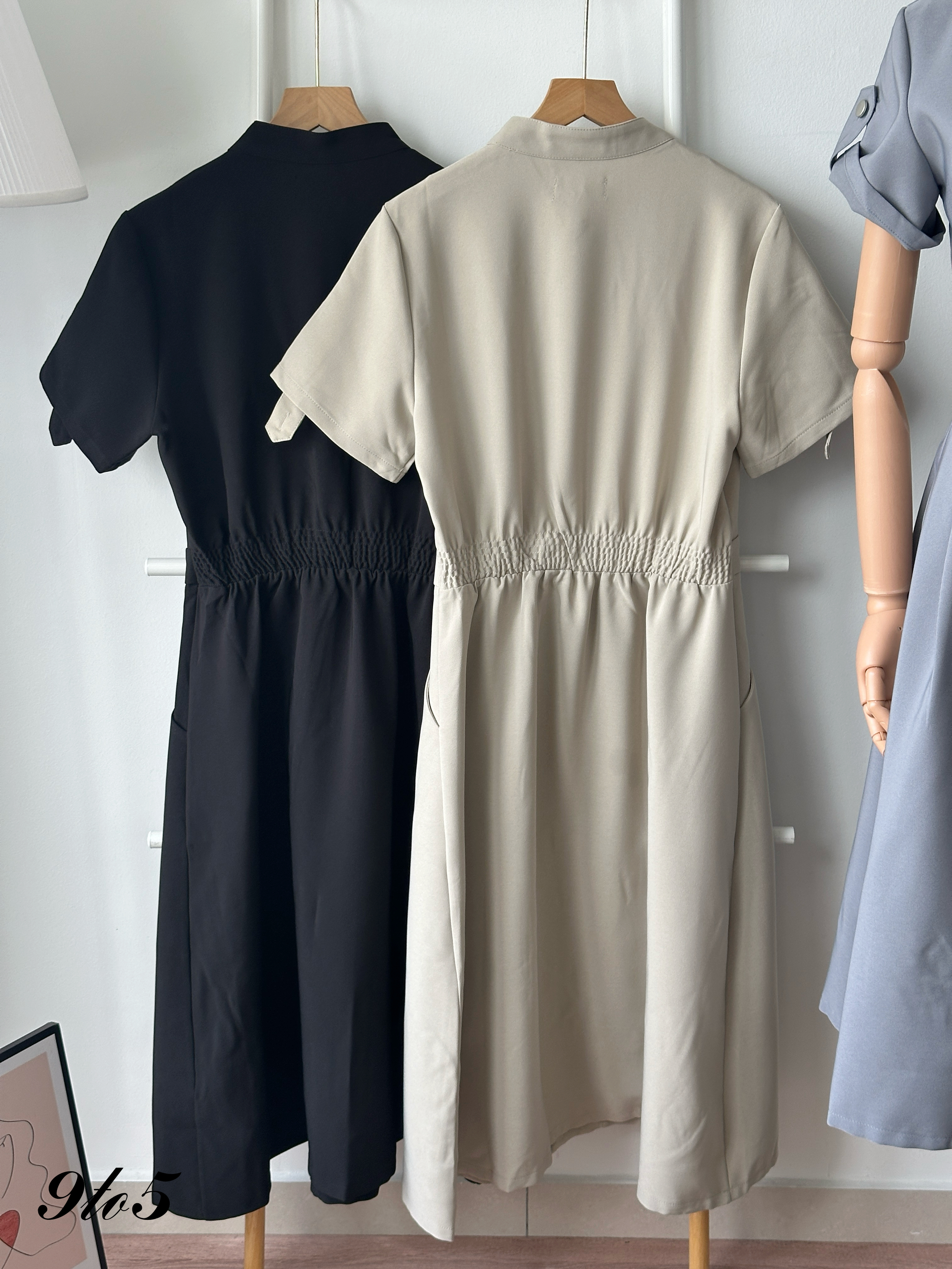 D2364 Stand Collar Dress - 3 Colors 