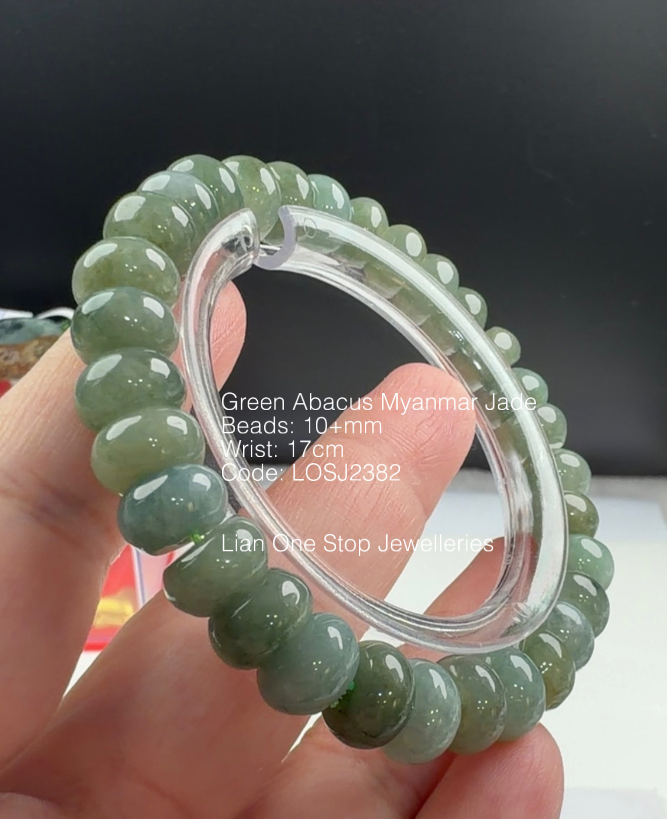 Code: LOSJ2382 Green Abacus Myanmar Jade 10+mm