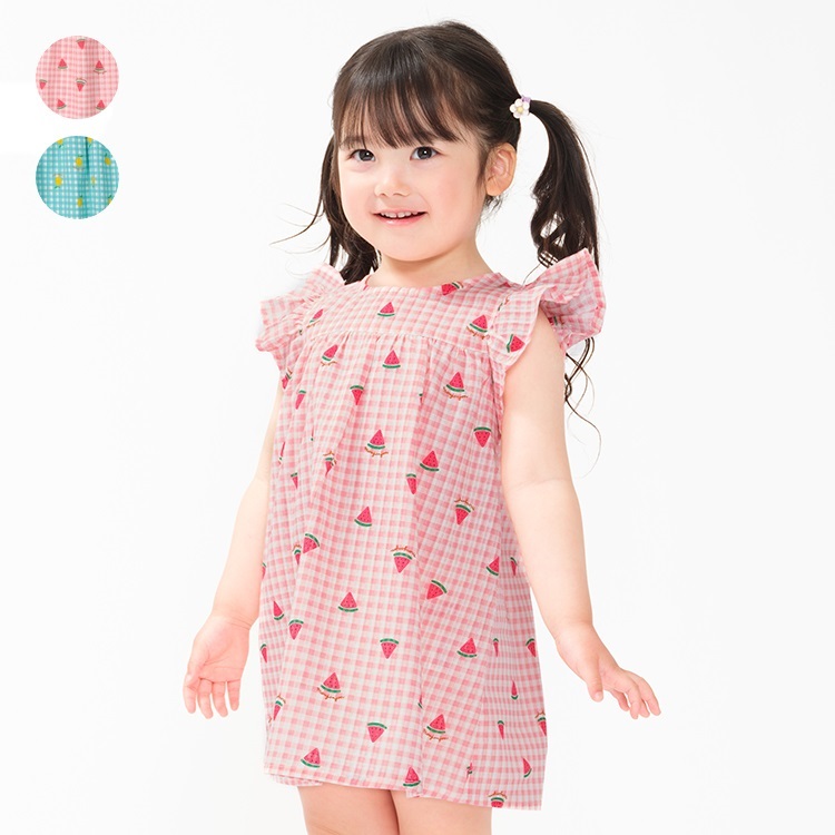 🆕【⭐訂購⭐】 🇯🇵日本直送🌀水果格紋 荷葉邊袖 連身裙［2款選］🌀[ELDA-0130][260514]