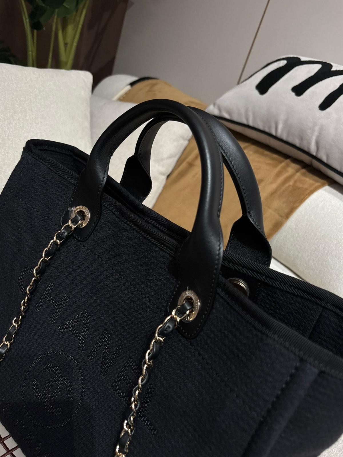 Chanel Deauville Tote Bag Black 100%Authentic, 98%New ✅專門店收據✅晶片✅Dust bag