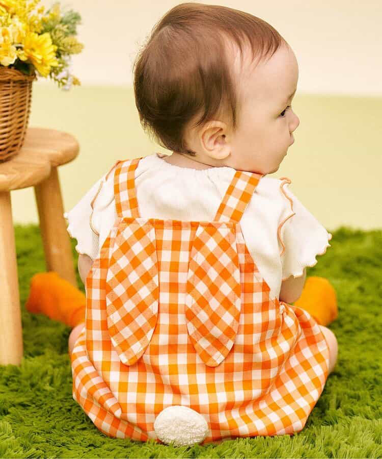 🇯🇵預訂 日本直送🇯🇵 Apres les cours 兩色立體兔耳格紋短袖上衣吊帶包屁褲套裝