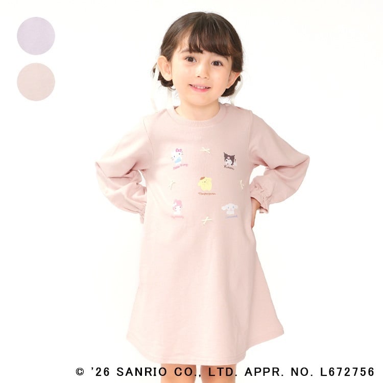 🆕【⭐訂購⭐】🇯🇵日本直送 #SanrioCharacters 印花圖案 緞帶 泡泡袖 抓絨連身裙［2款選］🌀 [ELJA-0119][261113]