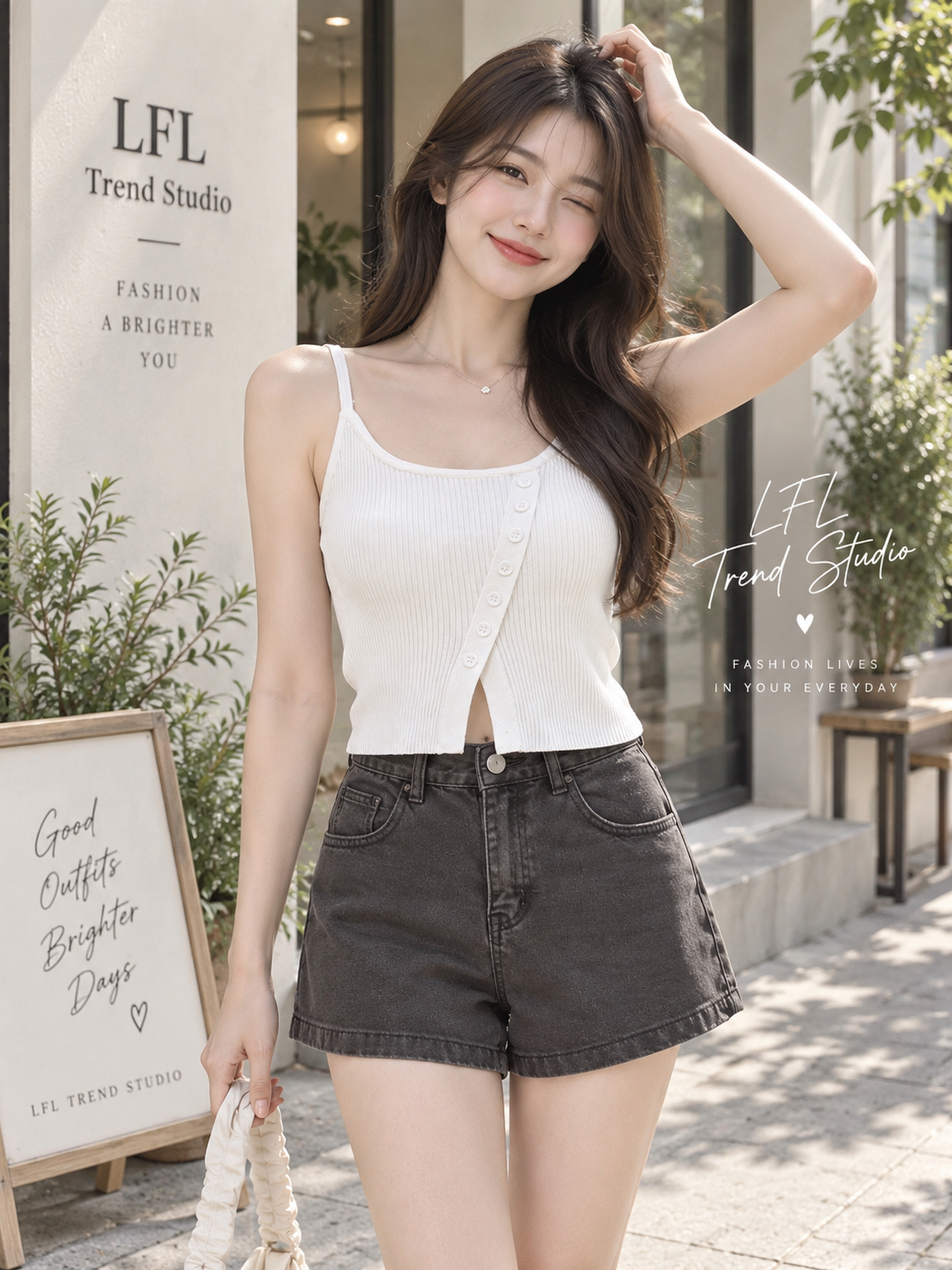 7208  辣妹斜纽胸垫吊带