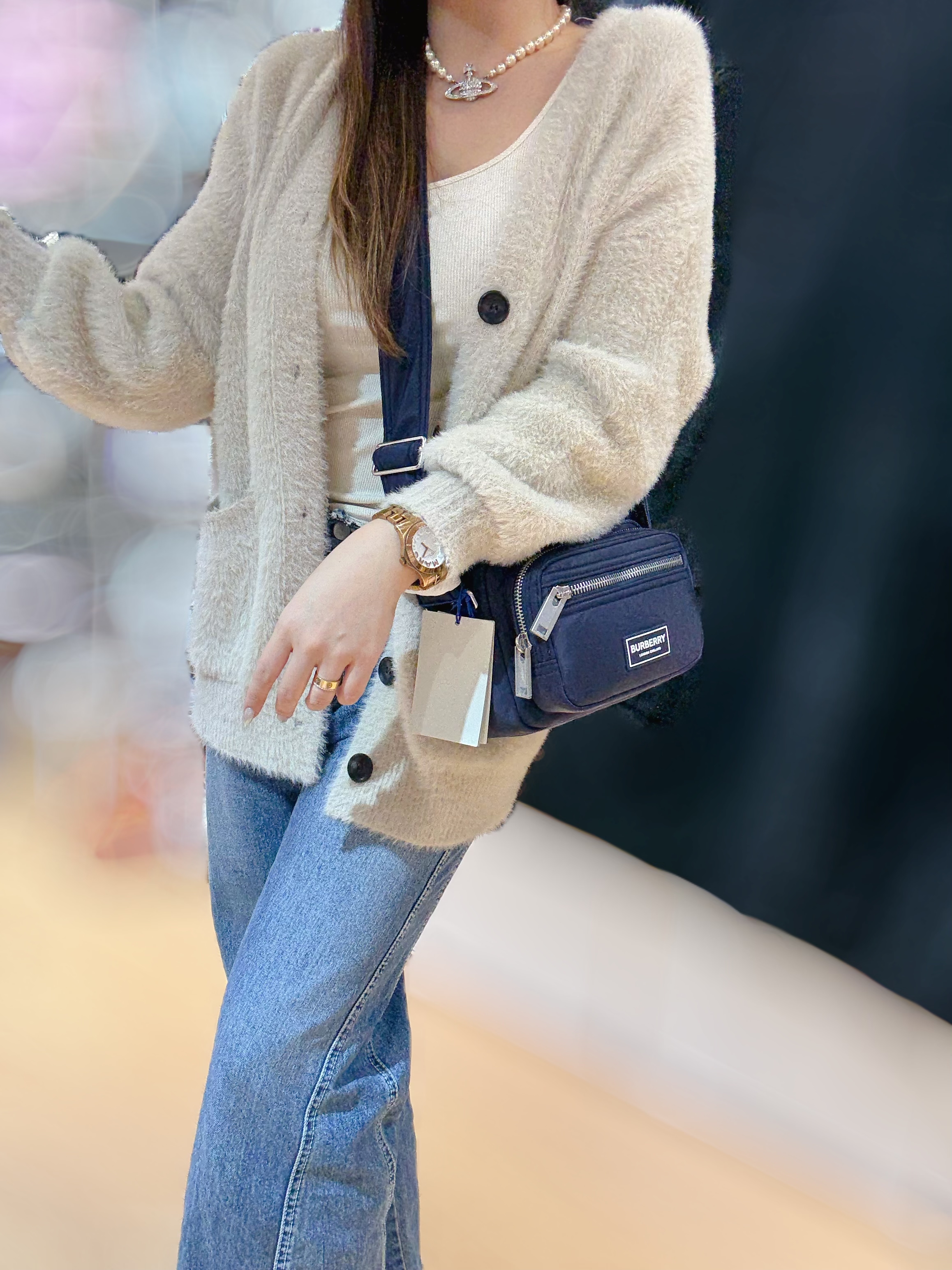 Burberry nylon crossbody navy