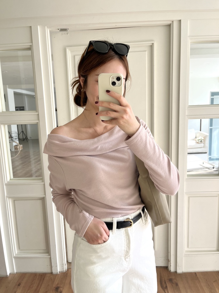 Muse Off Shoulder Drape Top (Dusty Pink)