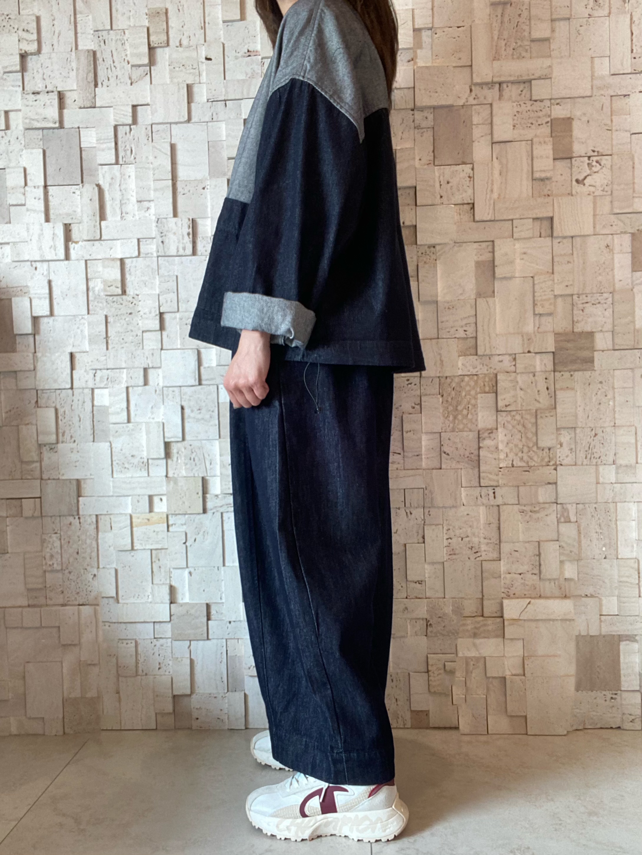 #2074 拼色牛仔褸