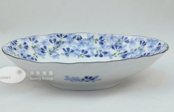 日本製小芽花白瓷輕量長深碟