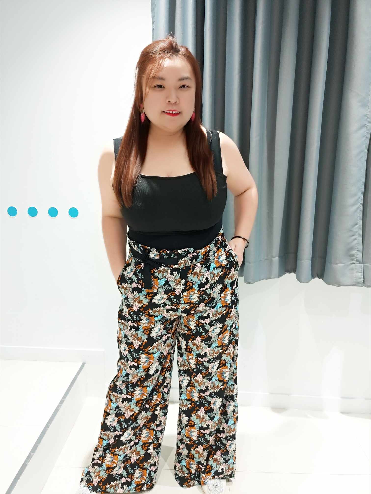 ENA06 YY0389 百搭碎花直筒阔脚长裤