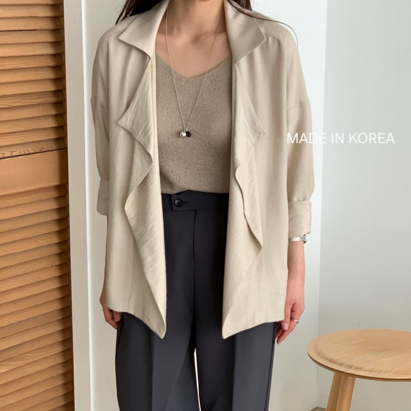 G6183 韓國🇰🇷薄料開胸外套