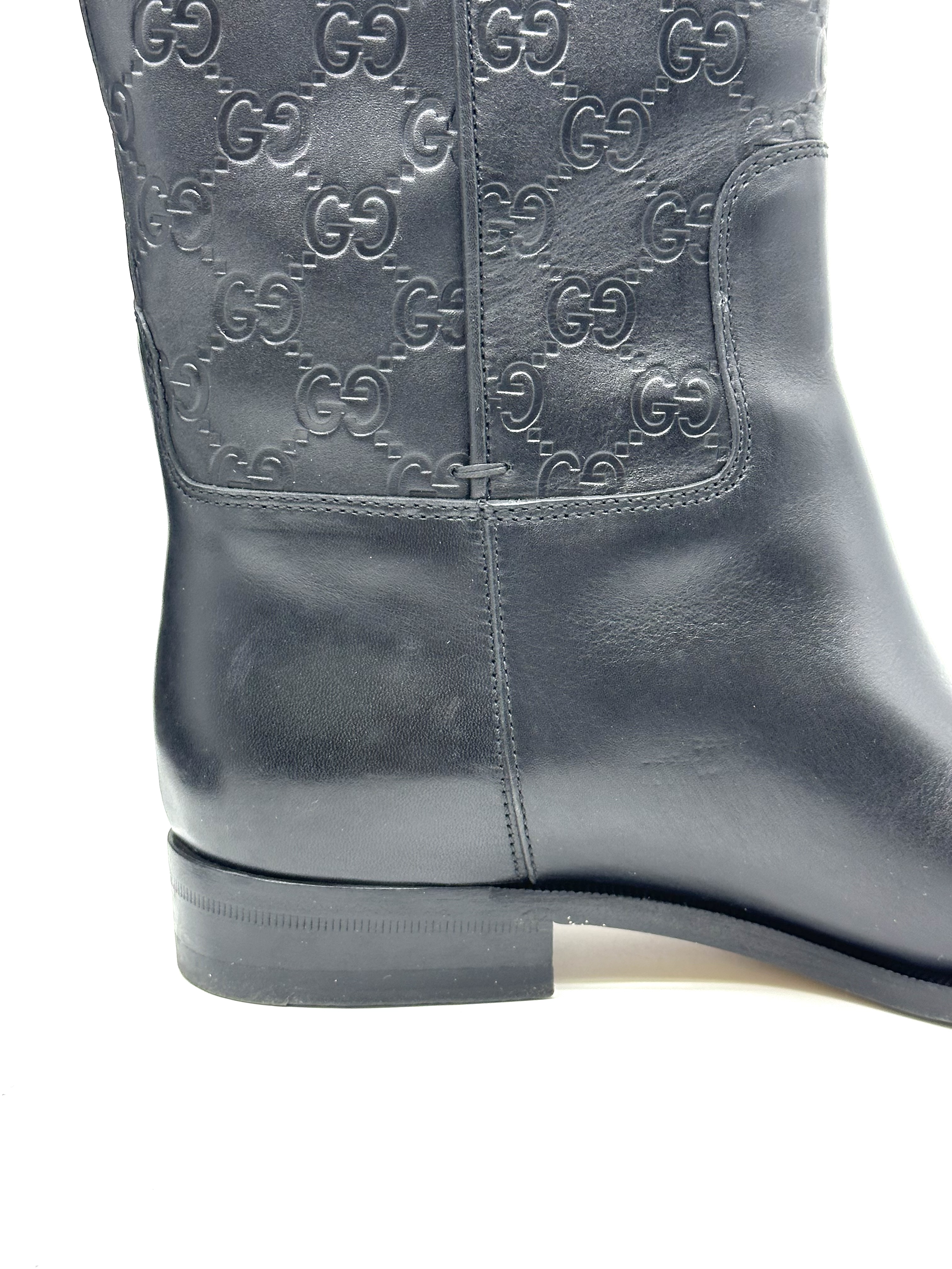 Pre-owned Gucci black Guccissima leather 85th anniversary knee-length boots / Product Code: 26040408