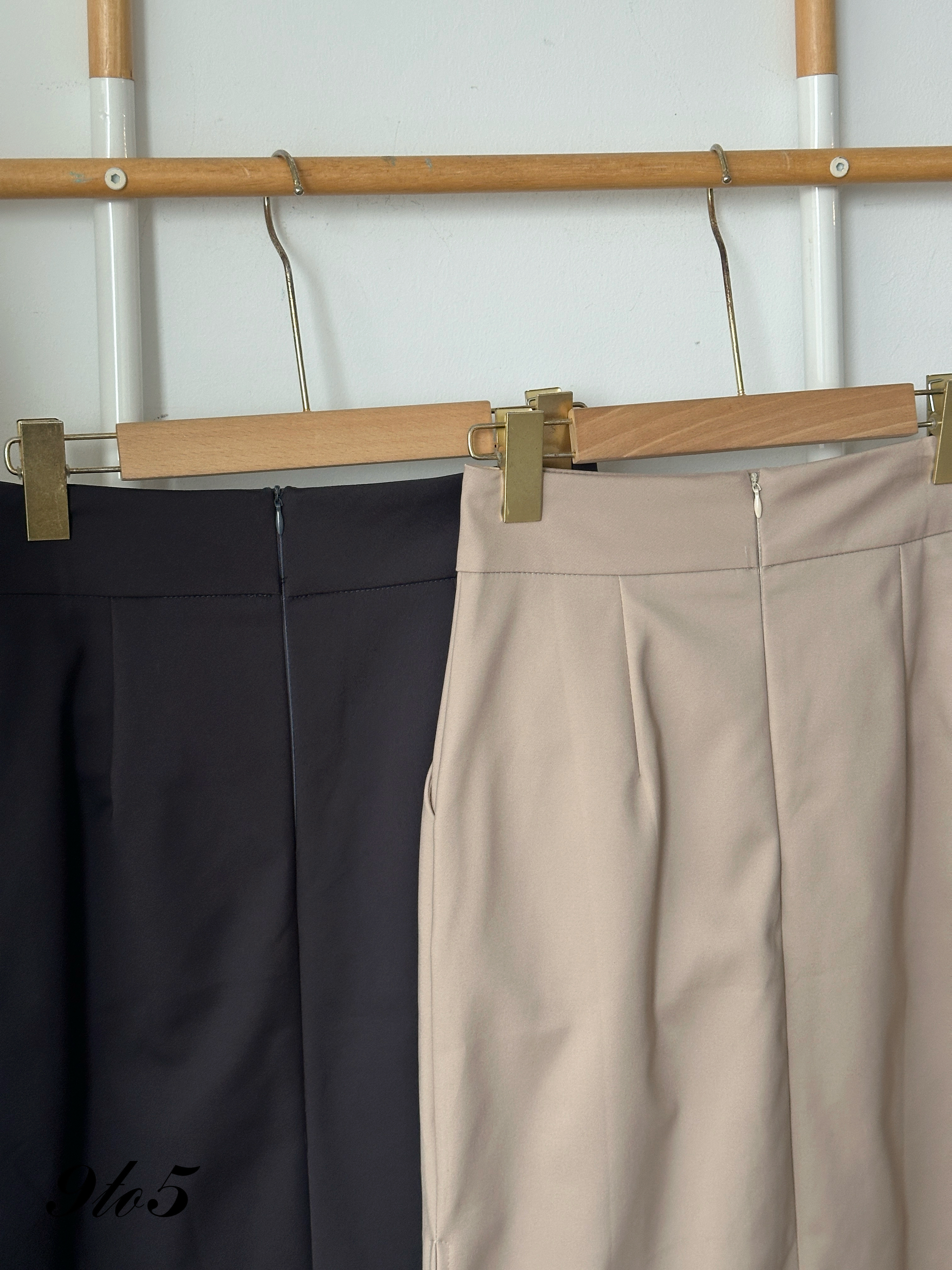 S1946 Long Pencil Skirt - Grey & Khaki