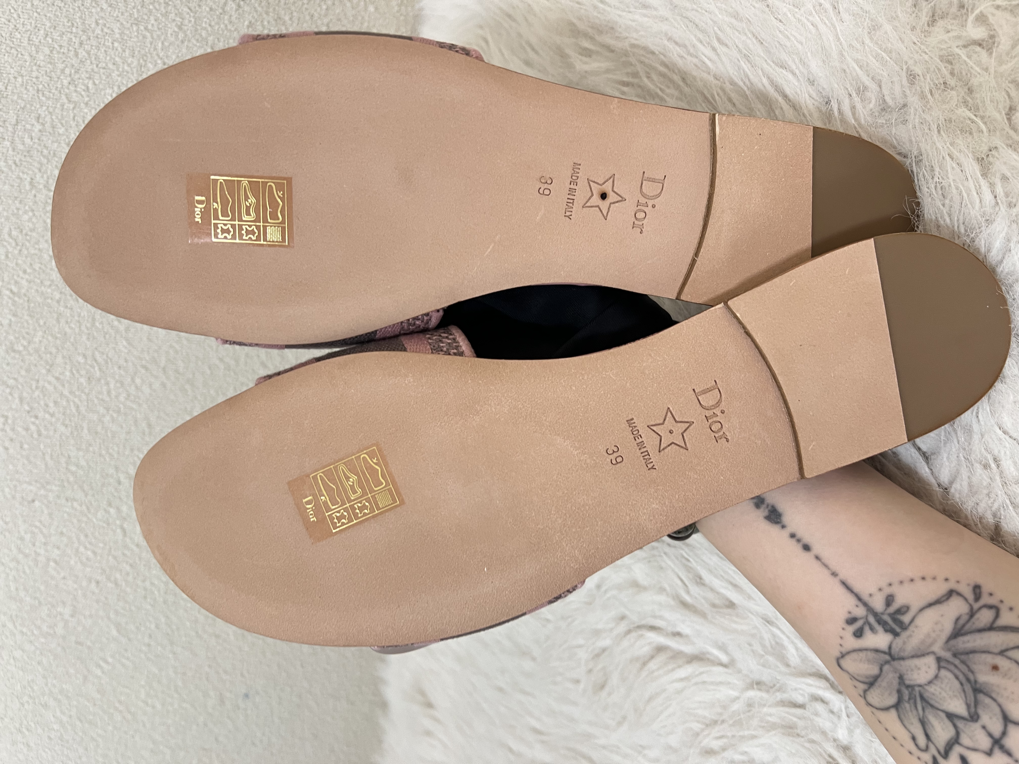 Unused Item Christian Dior Canvas Toile De Jouy Embroidered Dway Flat Slide Sandals/ Product Code: 26022009