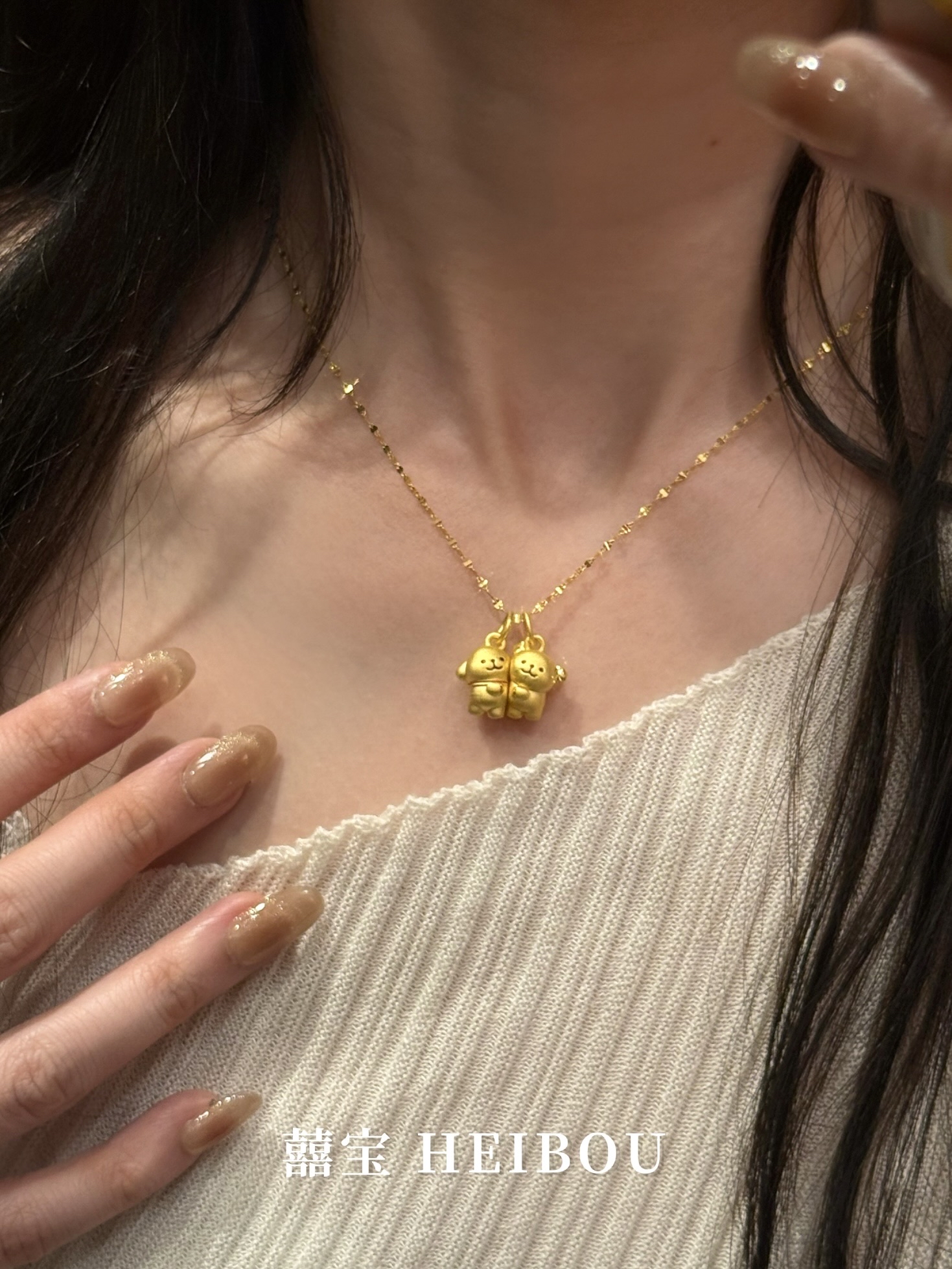 【3D硬金】贴贴线条小狗-吊坠（磁吸）