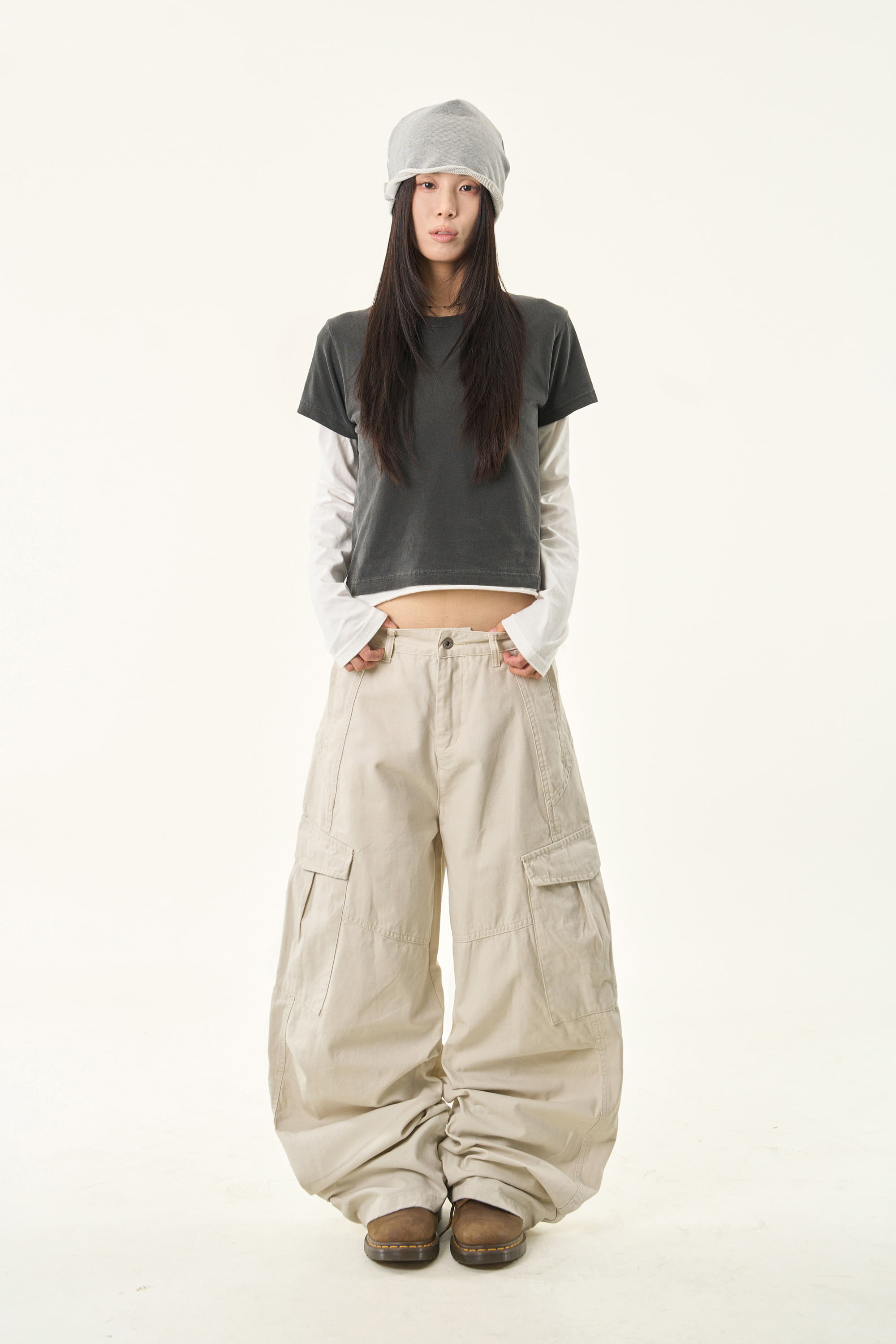 Cotton Wide-Leg Cargo Pants