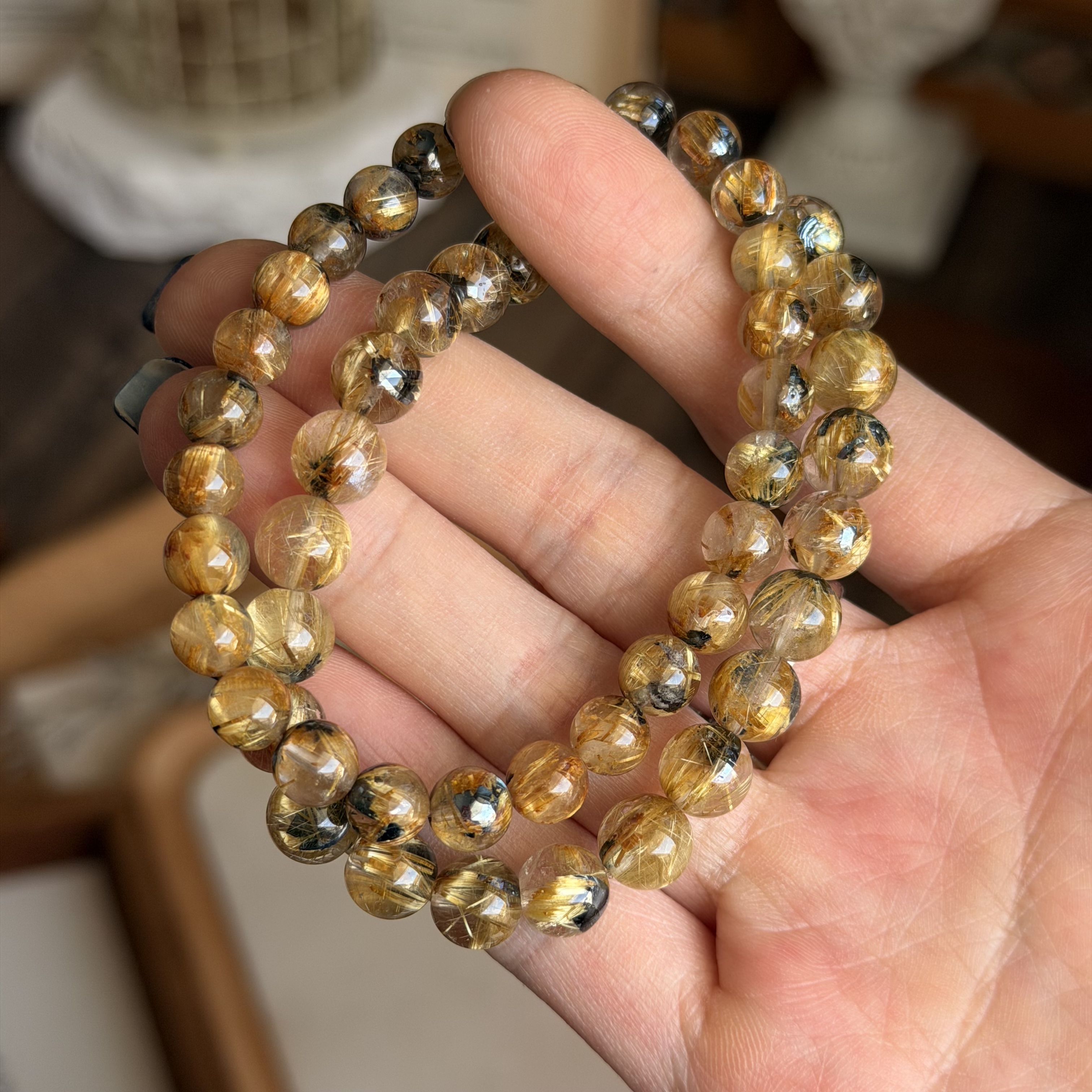  金鈦晶共生赤鐵礦手串