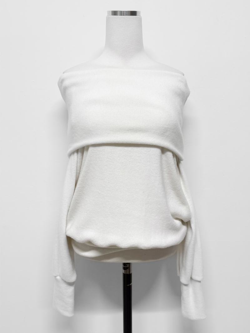 Soft Foldover Off-Shoulder Knit Top