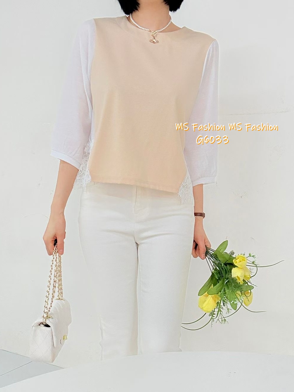 G6033 韓國🇰🇷靚料拼lace top