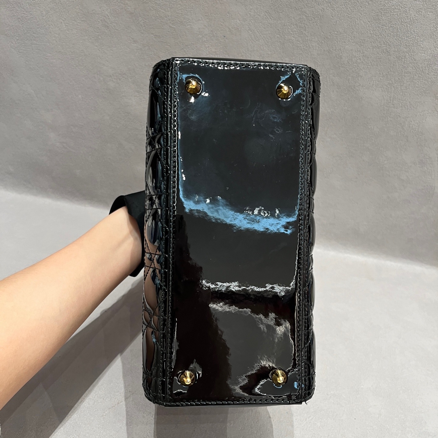 【預訂貨品】Dior Lady Dior漆皮黑金五格戴妃包