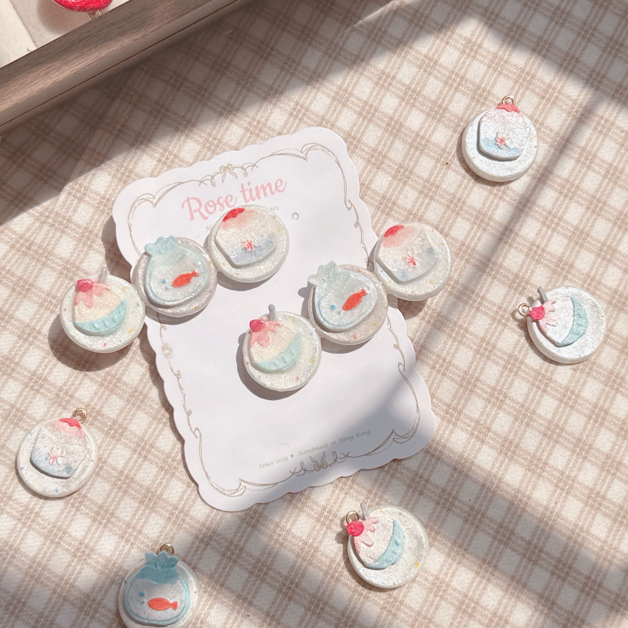 手繪 和風夏日祭刨冰🍧金魚缸髮夾