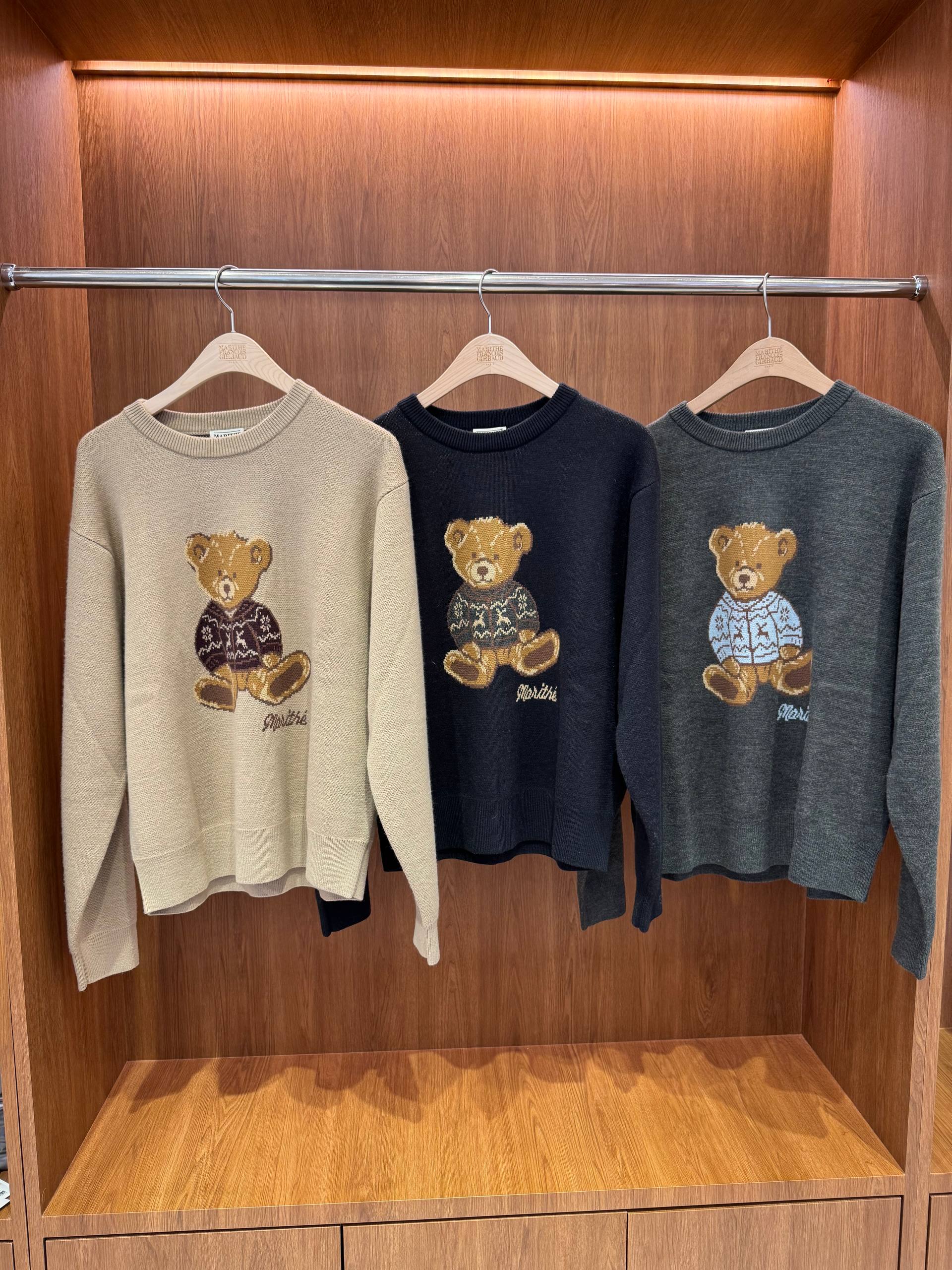 🇰🇷Marithe 长款针织小熊卫衣✨