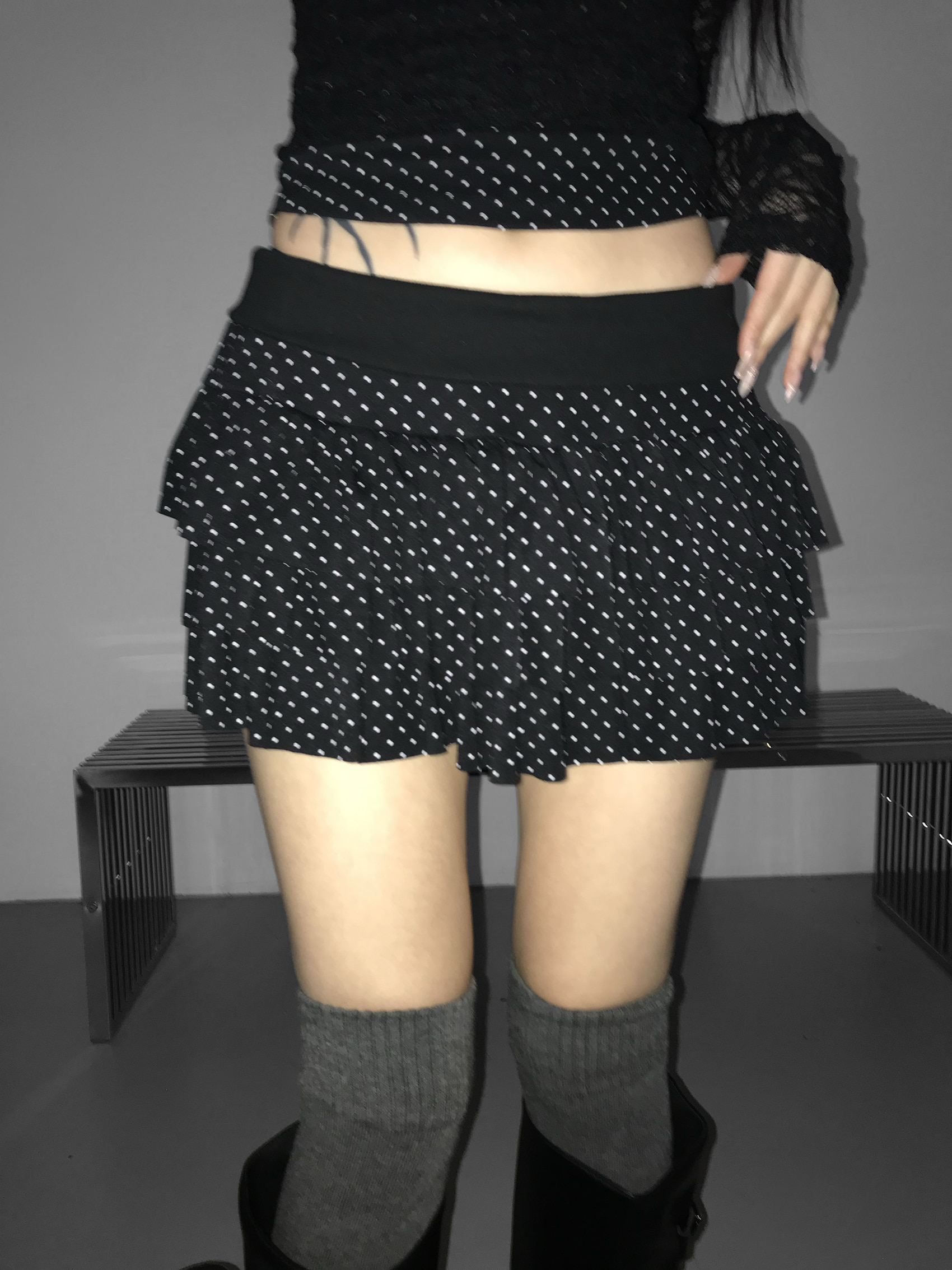Ruffle Polka Dot Mini Skirt