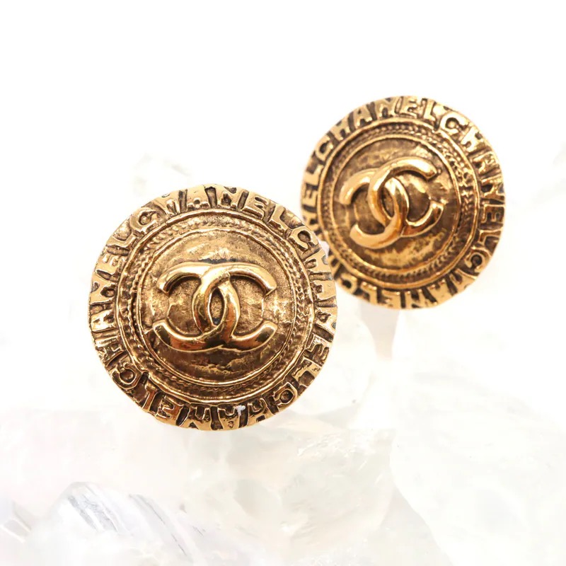 Chanel Coco Mark Round Medallion Clip-On Earrings
