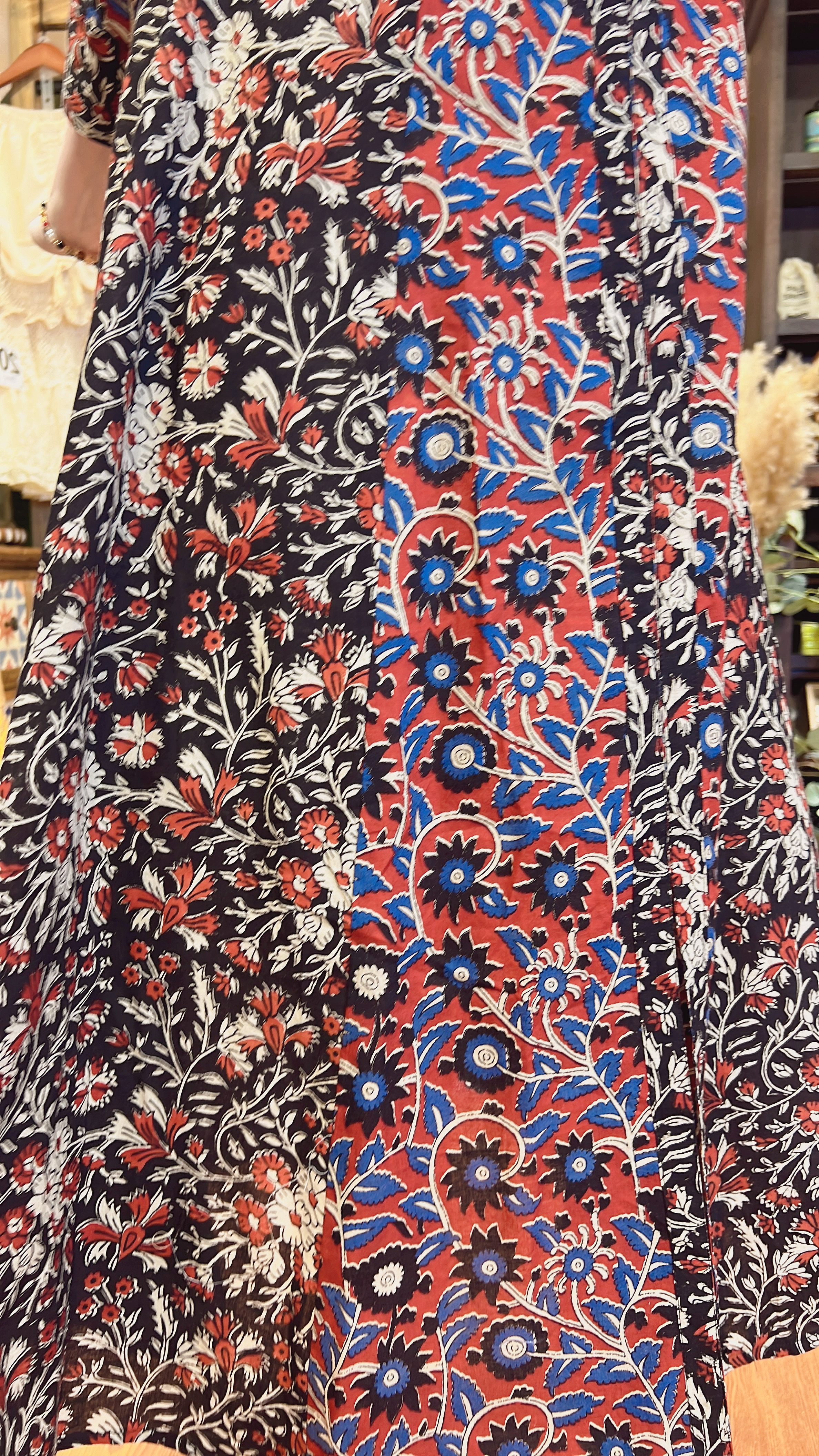 2036 Red x Black Twin-Colour Patchwork Block Print OP  45"