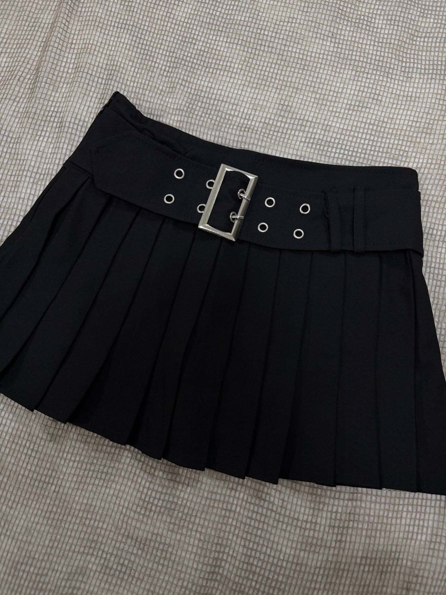 Gothic Punk Belted Pleated Micro Skirt