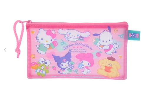 PVC面綱底拉鏈快勞袋(閃紗料) 中 ( Mix Characters)