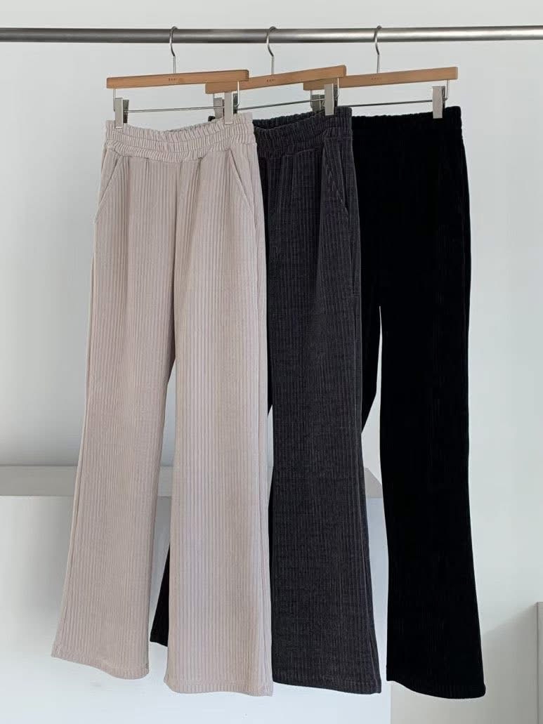 粗橡筋腰坑紋直腳褲