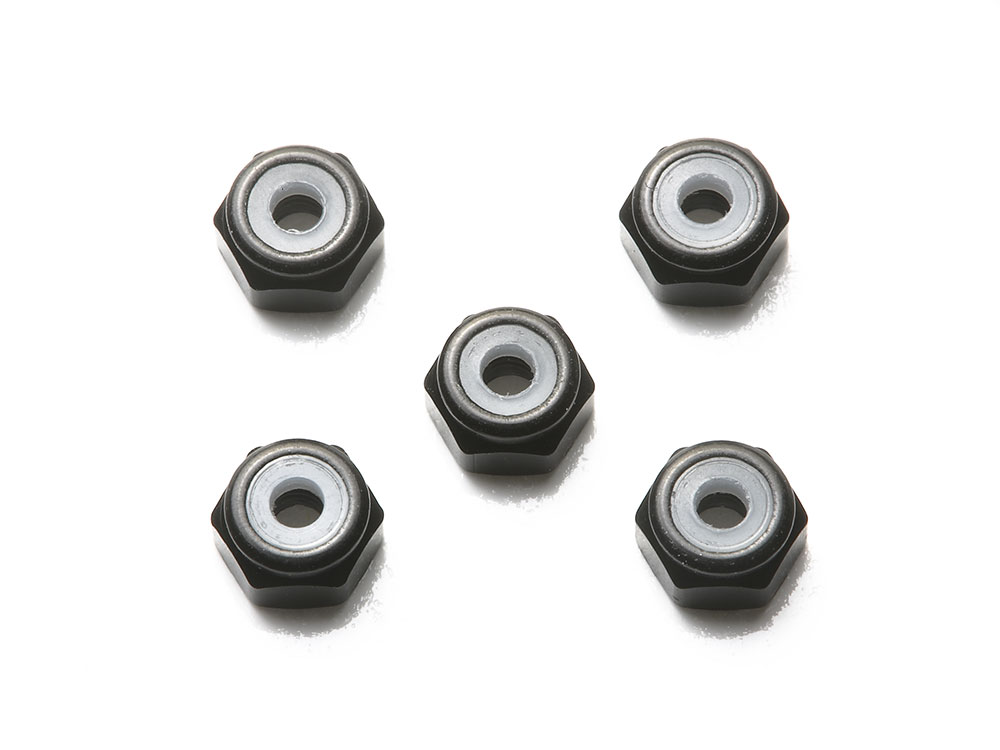 2mm ALUMINUM LOCK NUT (BLACK, 5PCS.)