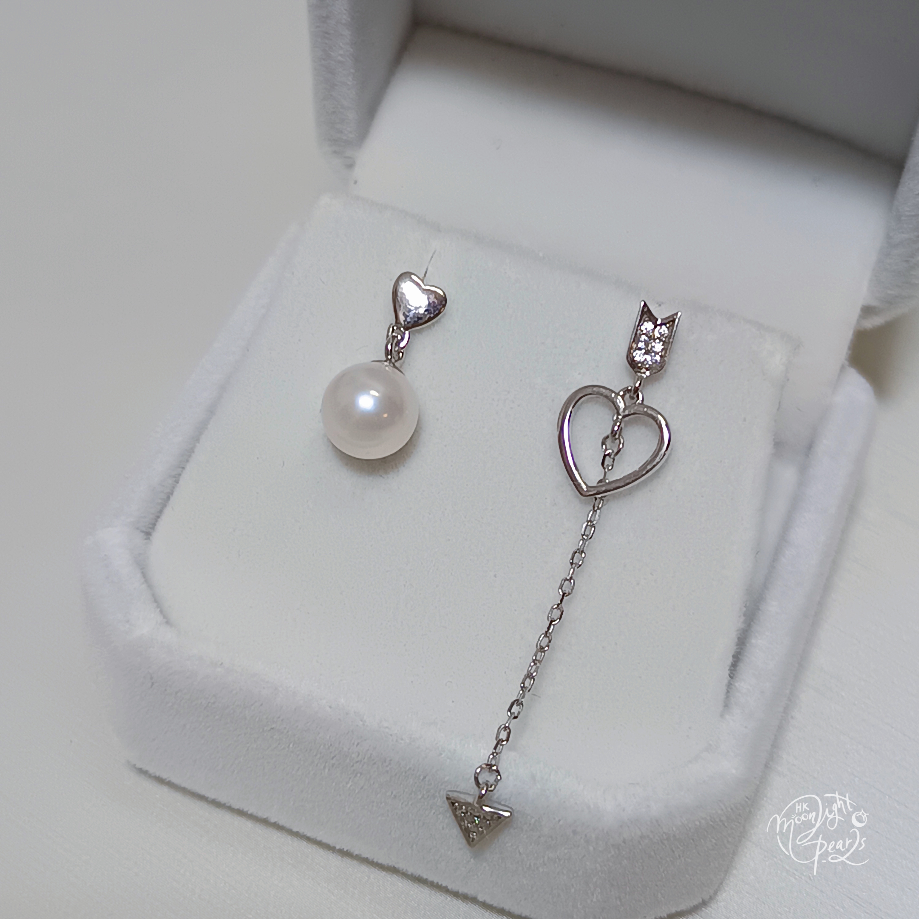 正圓極強光日本akoya 櫻花粉海水珍珠精工s925銀AB款耳釘