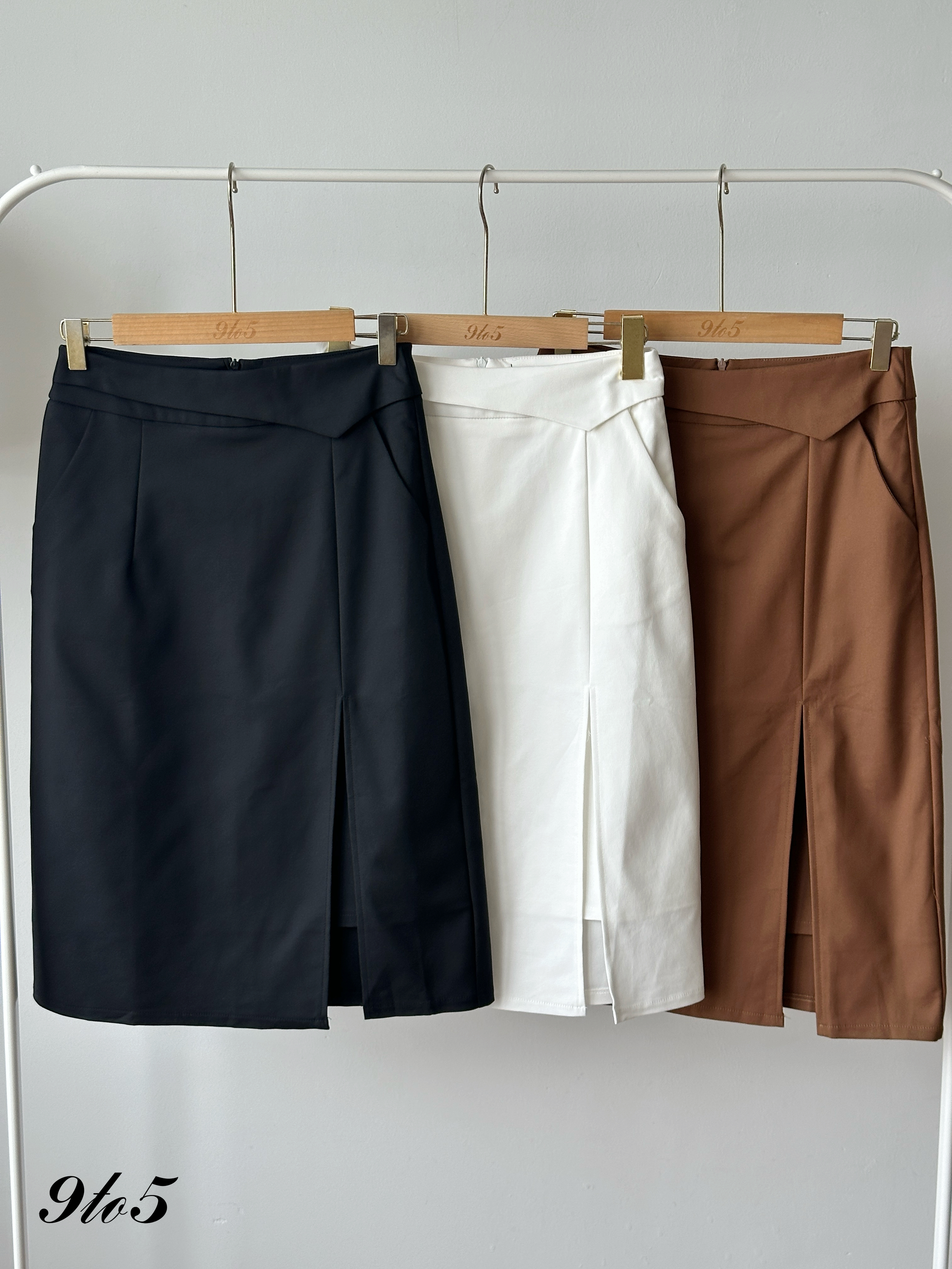 S1992 Front Slit Midi Skirt - 3 Colors 
